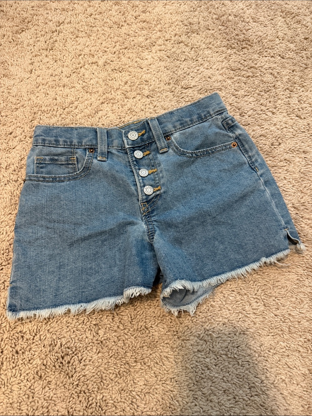 Old Navy Frayed Hem Button-Fly Denim Shorts - Light Blue